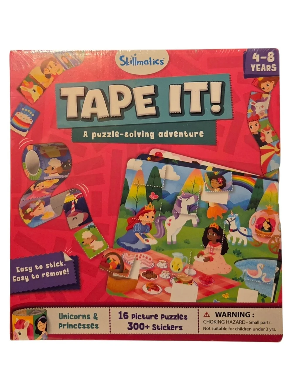Tape It! Unicorns & Princesses Sticker Puzzle Game - Pink